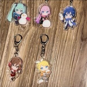 Bundle lot set of 5 Vocaloid snow winter anime acrylic figure keychain